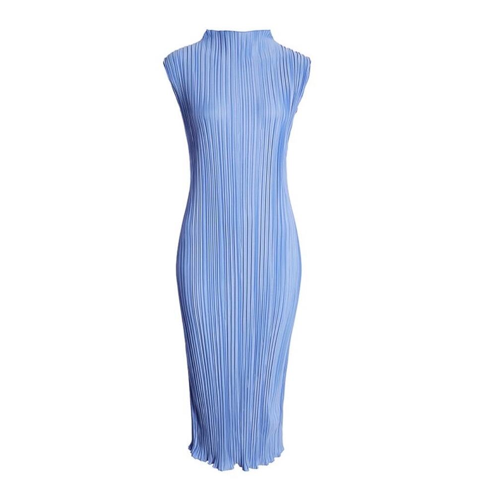 Rails Wakely Midi Dress Plisse Blue Jewel Sleeveless Women - XS